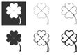 Four leaf clover icon. Black icon isolated on white background. Clover silhouette. Simple icon. Web site page and mobile app desig Royalty Free Stock Photo